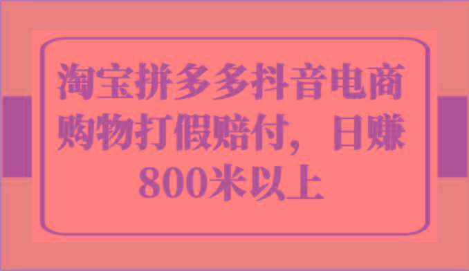 淘宝拼多多抖音电商购物打假赔付，日赚800米以上-89网创
