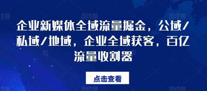 企业新媒体全域流量掘金，公域/私域/地域，企业全域获客，百亿流量收割器-89网创