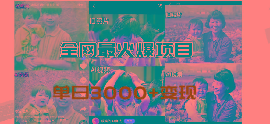 全网爆火的AI让老照片动起来教程，蹭热点日赚3000+，内含免费工具一键…-89网创