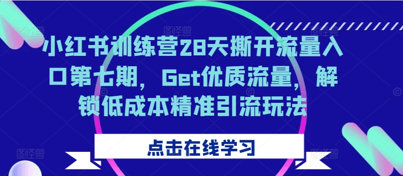 小红书训练营28天撕开流量入口第七期，Get优质流量，解锁低成本精准引流玩法-89网创