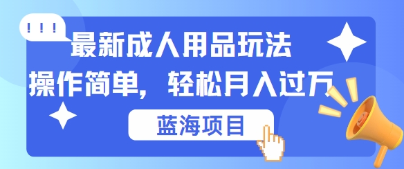 最新成人用品项目玩法，操作简单，动动手，轻松日入几张【揭秘】-89网创