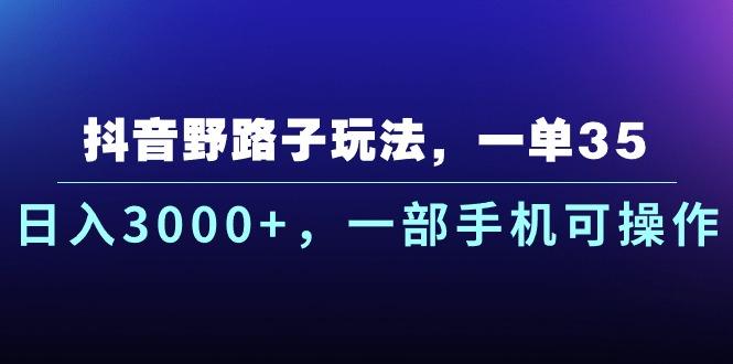 抖音野路子玩法，一单35.日入3000+，一部手机可操作-89网创