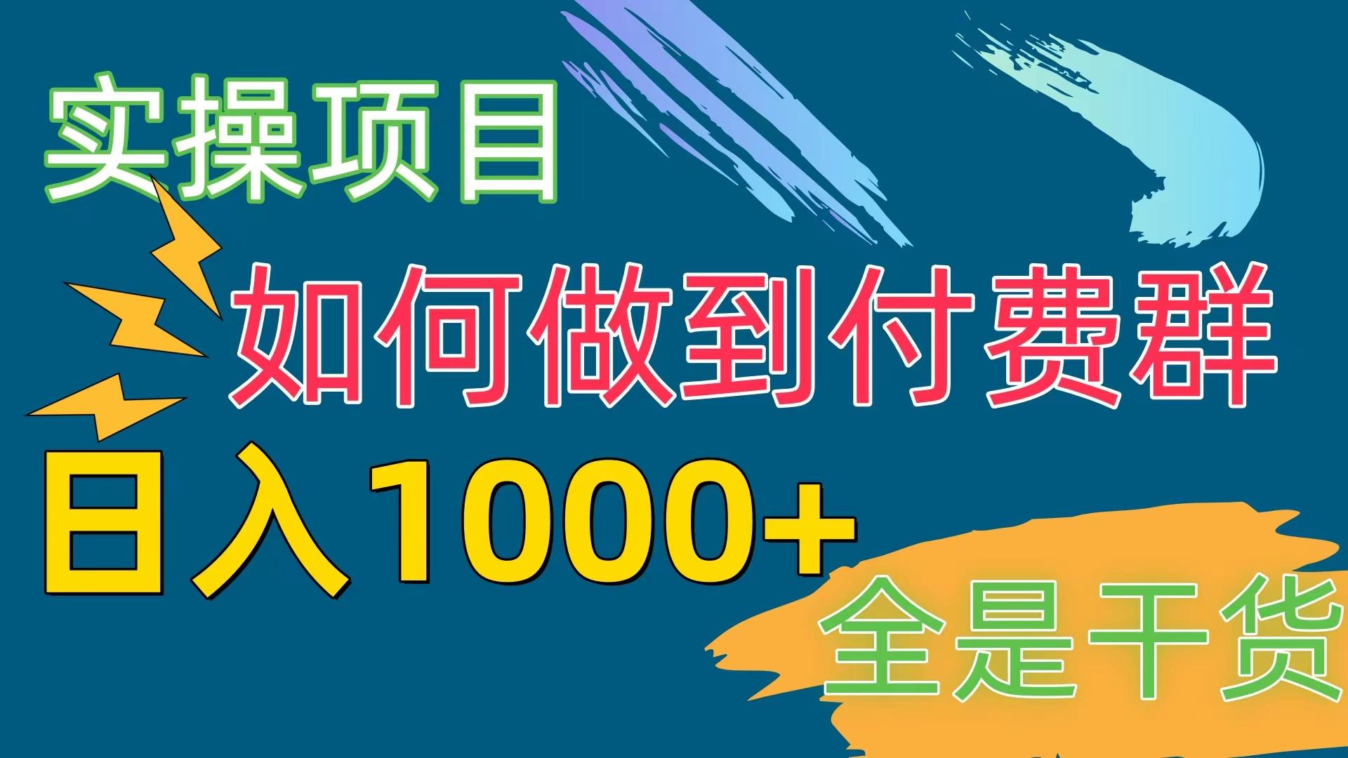 [实操项目]付费群赛道，日入1000+-89网创