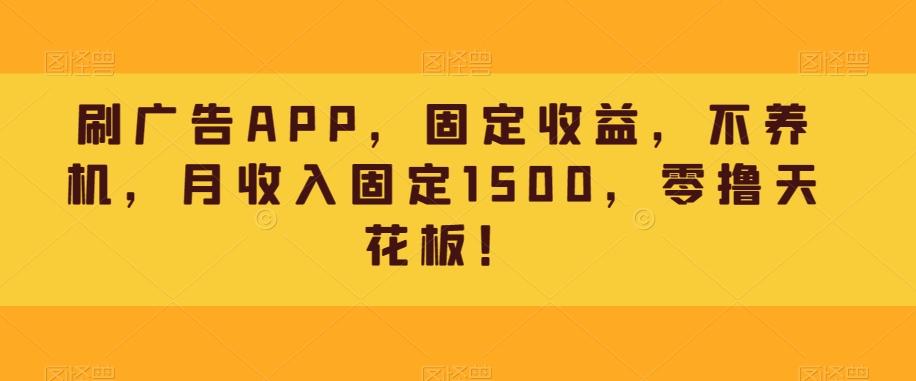 刷广告APP，固定收益，不养机，月收入固定1500，零撸天花板！-89网创