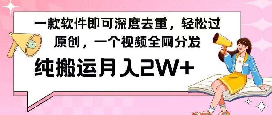 一款软件深度去重，轻松过原创，一个视频全网分发，纯搬运月入2W+-89网创