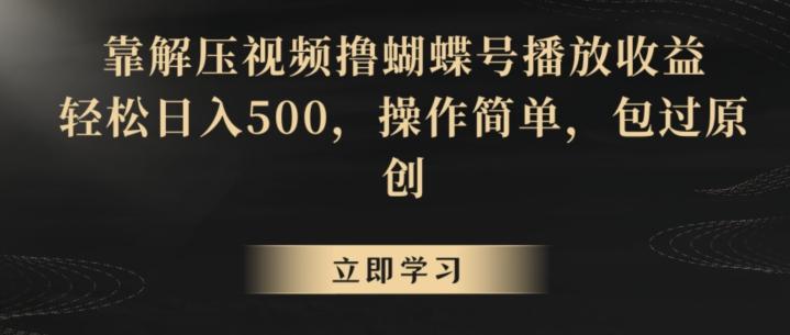 靠解压视频撸蝴蝶号播放收益，轻松日入500，操作简单，包过原创【揭秘】-89网创