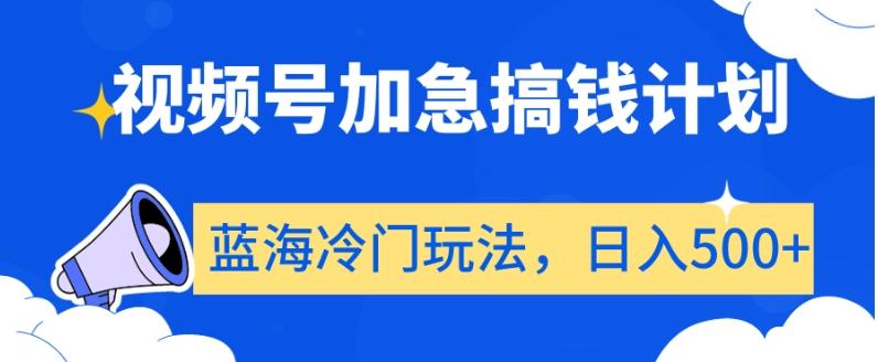 视频号加急搞钱计划，蓝海冷门玩法，日入500+【揭秘】-89网创