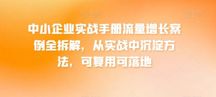 中小企业实战手册流量增长案例全拆解，从实战中沉淀方法，可复用可落地-89网创