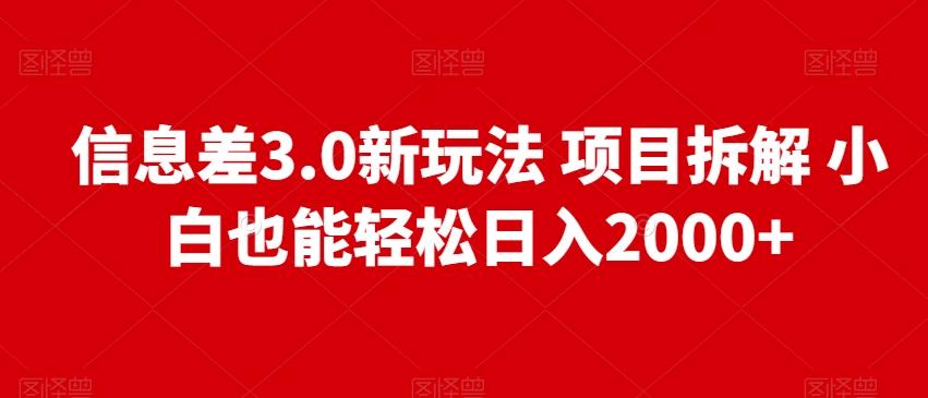 信息差3.0新玩法项目拆解小白也能轻松日入2000+-89网创