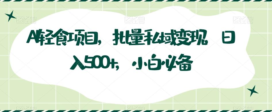 AI轻食项目，批量私域变现，日入500+，小白必备-89网创