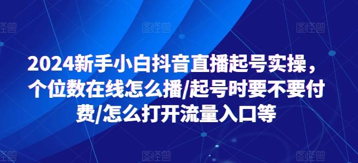 2024新手小白抖音直播起号实操，个位数在线怎么播/起号时要不要付费/怎么打开流量入口等-89网创