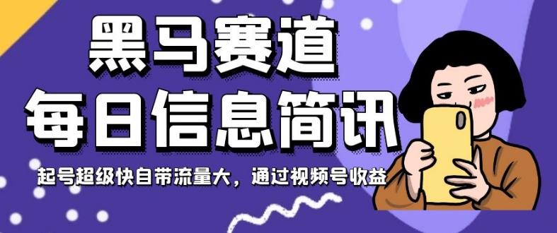 黑马赛道每日信息简讯，起号超级快自带流量大，通过视频号收益【揭秘】-89网创