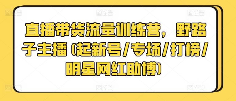 直播带货流量训练营，野路子主播(起新号/专场/打榜/明星网红助博)-89网创