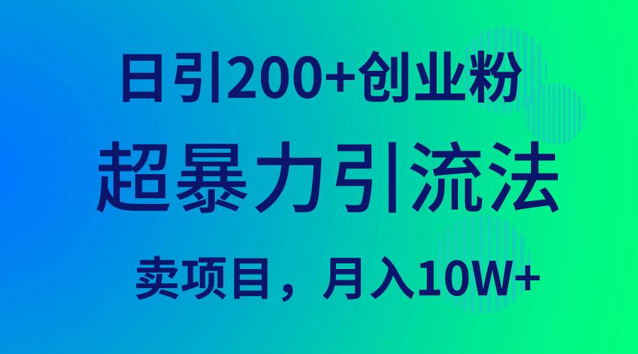 (9654期)超暴力引流法，日引200+创业粉，卖项目月入10W+-89网创