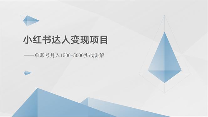 小红书达人变现项目：单账号月入1500-3000实战讲解-89网创