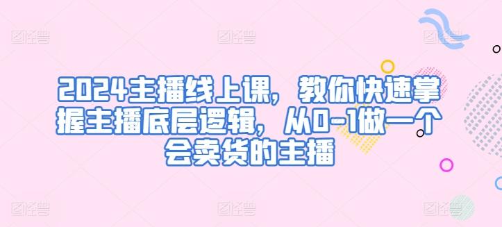 2024主播线上课，教你快速掌握主播底层逻辑，从0-1做一个会卖货的主播-89网创