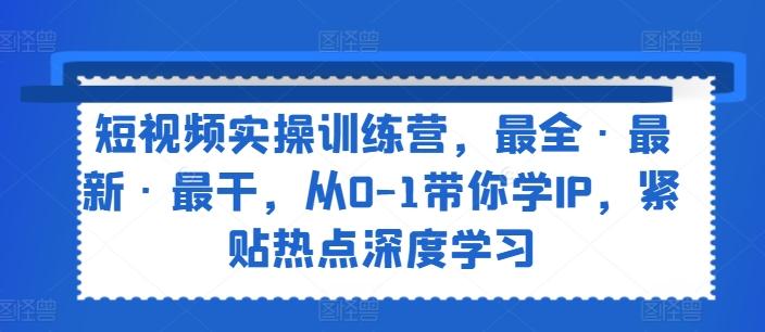 短视频实操训练营，最全·最新·最干，从0-1带你学IP，紧贴热点深度学习-89网创