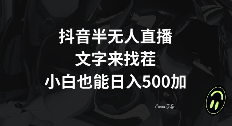 抖音半无人直播，文字来找茬小游戏，每天收益500+【揭秘】-89网创