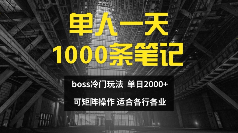 单人一天1000条笔记，日入2000+，BOSS直聘的正确玩法【揭秘】-89网创