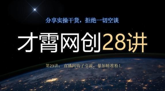 才霄网创28讲第23讲：直播间钩子引流，暴加精准粉！-89网创