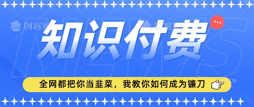 2024最新知识付费项目，小白也能轻松入局，全网都在教你做项目，我教你做镰刀【揭秘】-89网创