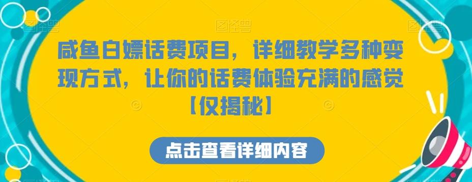 咸鱼白嫖话费项目，详细教学多种变现方式，让你的话费体验充满的感觉【仅揭秘】-89网创