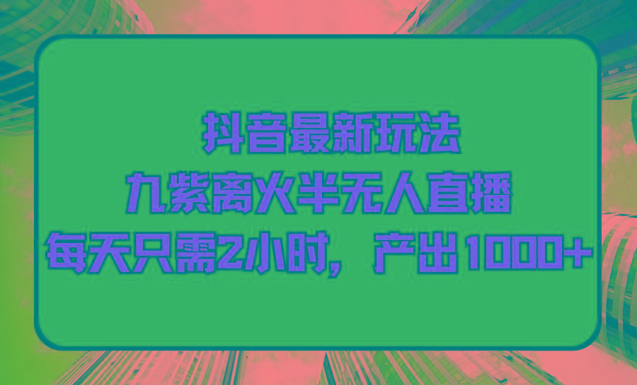 (9619期)抖音最新玩法，九紫离火半无人直播，每天只需2小时，产出1000+-89网创
