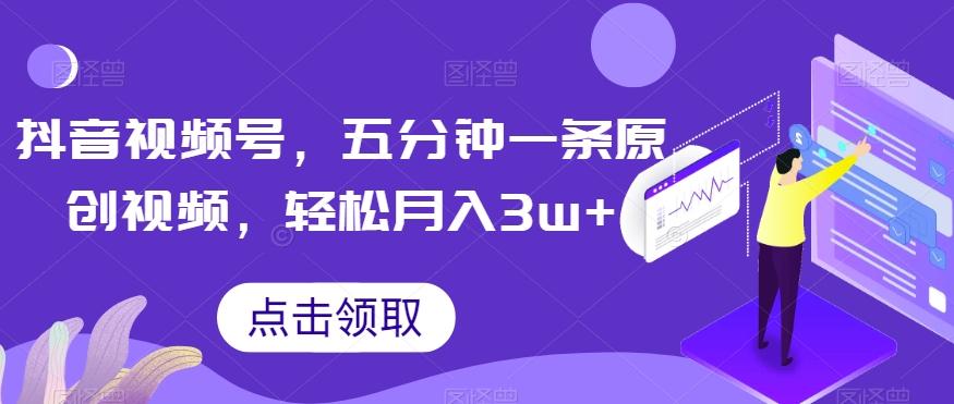 抖音视频号，五分钟一条原创视频，轻松月入3w+【独家秘诀，传授赚钱方法】【揭秘】-89网创