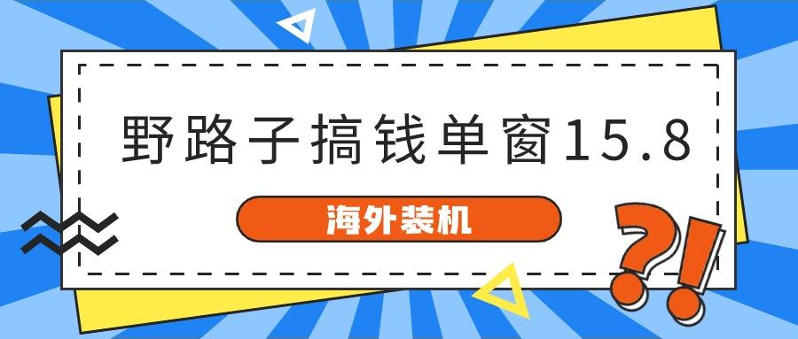 海外装机，野路子搞钱，单窗口15.8，亲测已变现10000+-89网创