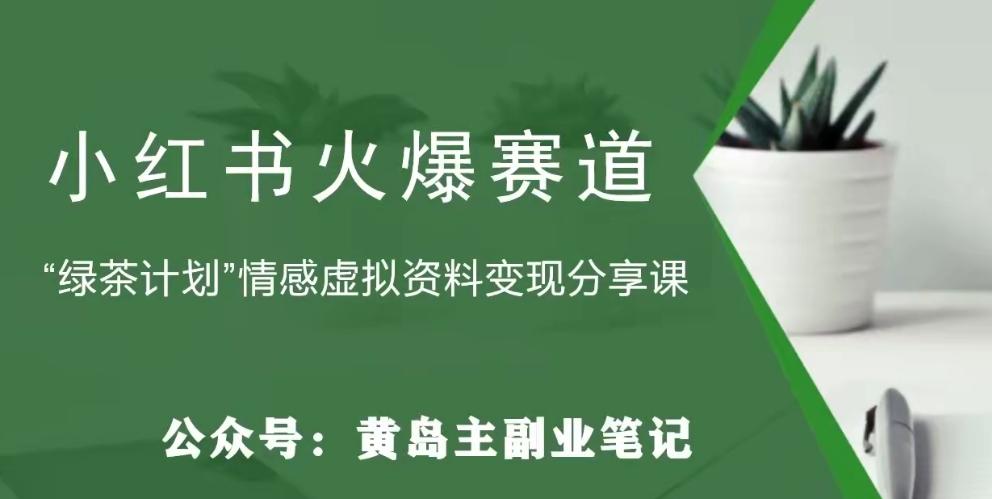 黄岛主·小红书绿茶计划情感虚拟资料变现项目，花我598买来拆解出来给你-89网创