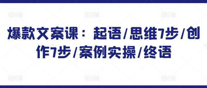爆款文案课：起语/思维7步/创作7步/案例实操/终语-89网创