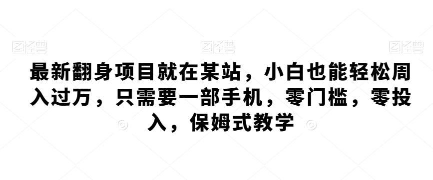 最新翻身项目就在某站，小白也能轻松周入过万，只需要一部手机，零门槛，零投入，保姆式教学-89网创