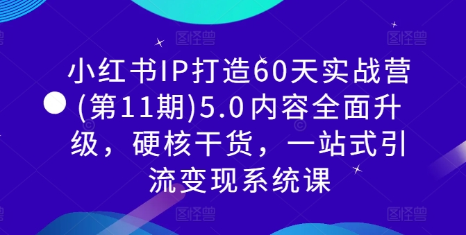 小红书IP打造60天实战营(第11期)5.0​内容全面升级，硬核干货，一站式引流变现系统课-89网创