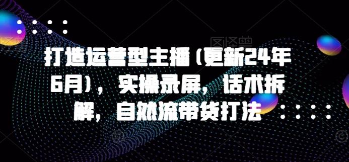 打造运营型主播(更新24年6月)，实操录屏，话术拆解，自然流带货打法-89网创