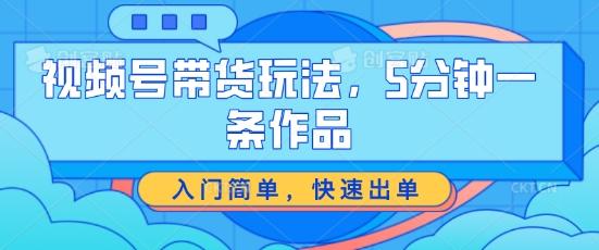 视频号带货玩法，5分钟一条作品，入门简单，快速出单【揭秘】-89网创