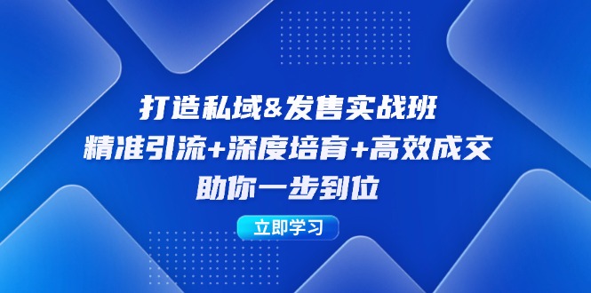 打造私域&发售实操班：精准引流+深度培育+高效成交，助你一步到位-89网创