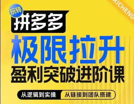拼多多极限拉升盈利突破进阶课，​从算法到玩法，从玩法到团队搭建，体系化系统性帮助商家实现利润提升-89网创