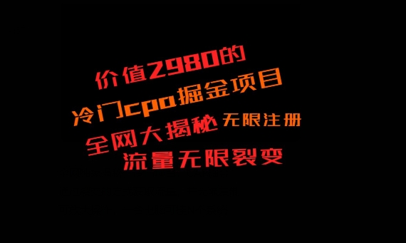 价值2980的CPA掘金项目大揭秘，号称当天收益200+，不见收益包赔双倍-89网创