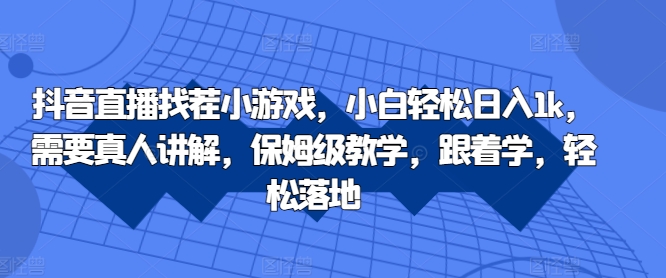 抖音直播找茬小游戏，小白轻松日入1k，需要真人讲解，保姆级教学，跟着学，轻松落地【揭秘】-89网创
