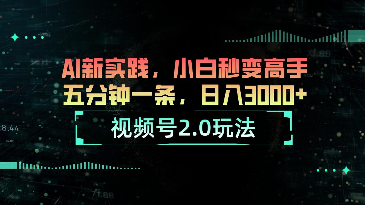 视频号2.0玩法 AI新实践，小白秒变高手五分钟一条，日入3000+-89网创