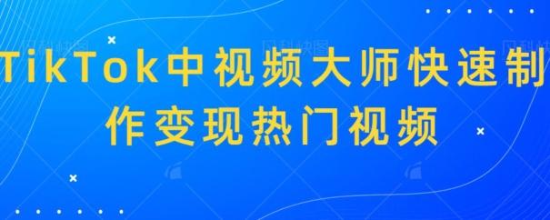 TikTok中视频大师快速制作变现热门视频-89网创