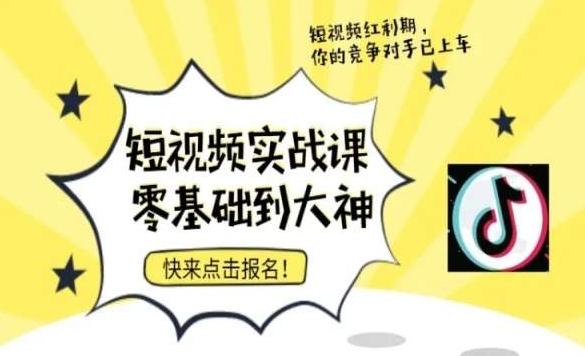 短视频零基础落地实操训练营，短视频实战课零基础到大神-89网创