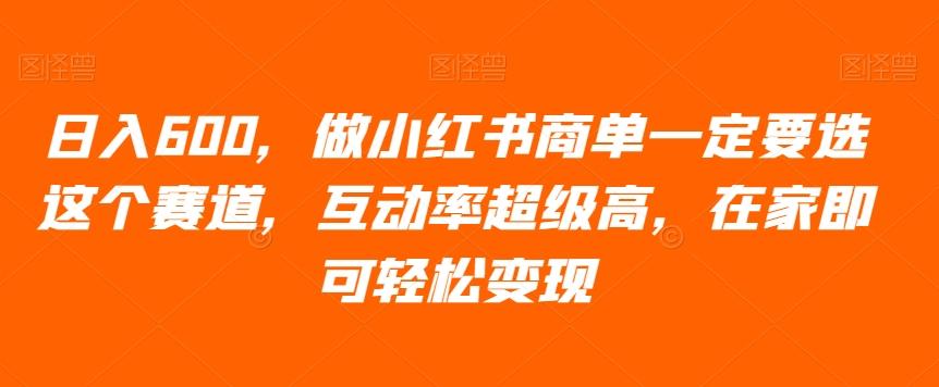日入600，做小红书商单一定要选这个赛道，互动率超级高，在家即可轻松变现-89网创