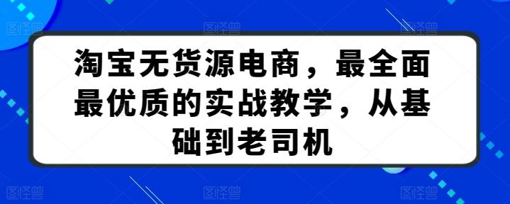 淘宝无货源电商，最全面最优质的实战教学，从基础到老司机-89网创
