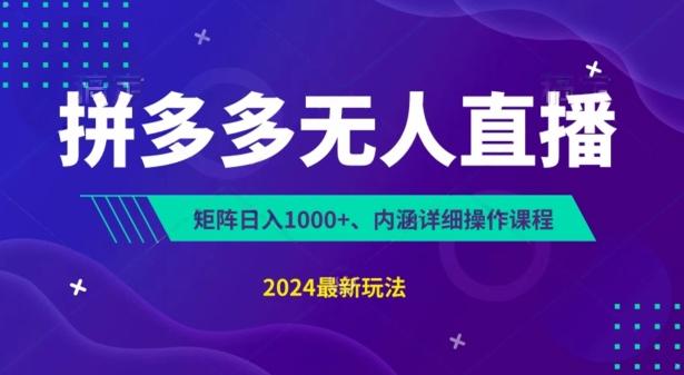 拼多多无人直播不封号，0投入，3天必起，无脑挂机，日入1k+【揭秘】-89网创