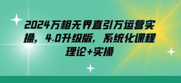 2024万相无界直引万运营实操，4.0升级版，系统化课程 理论+实操-89网创