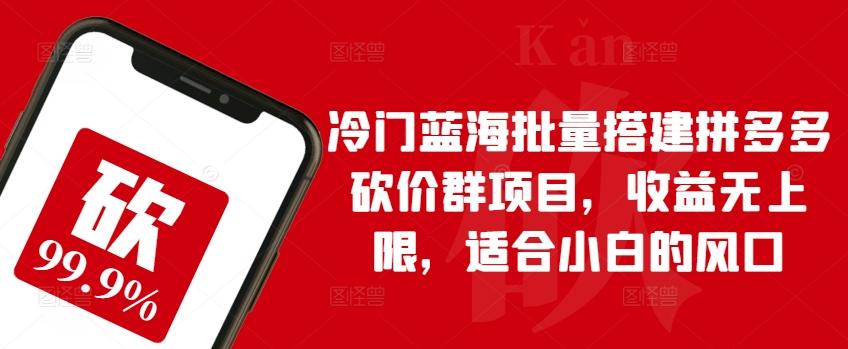 冷门蓝海批量搭建拼多多砍价群项目，收益无上限，适合小白的风口【揭秘】-89网创