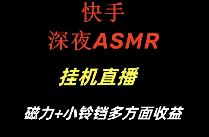 快手深夜ASMR挂机直播，磁力+小铃铛收益(附带工具和5G素材)【揭秘】-89网创