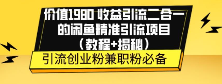 价值1980收益引流二合一的闲鱼精准引流项目（教程+揭秘）-89网创