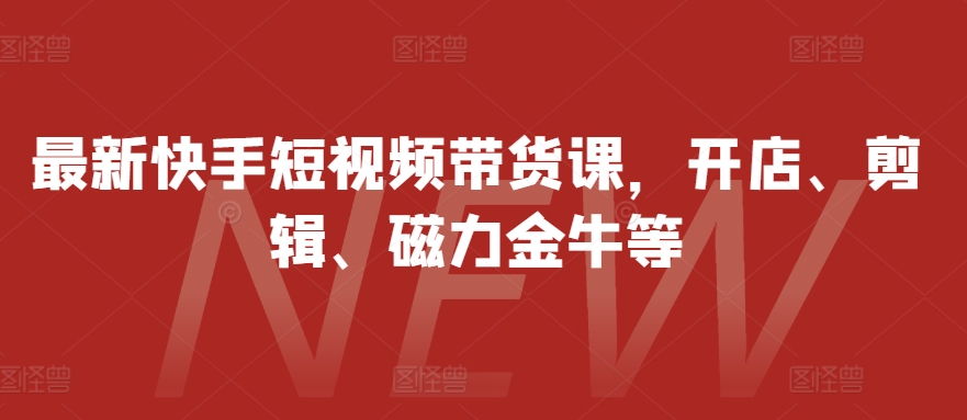 最新快手短视频带货课，开店、剪辑、磁力金牛等-89网创